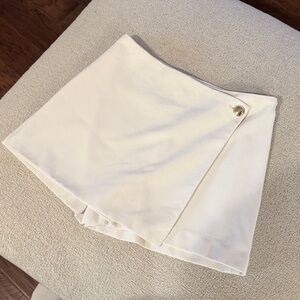 H&M Cream Wrap-Style Mini Skirt with Gold Button